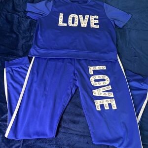 Vibrant Blue Set with Love Print